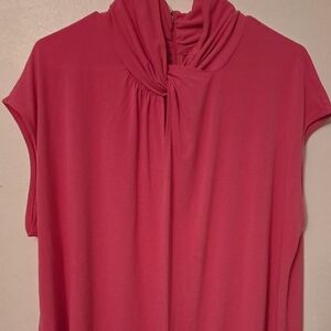 Michael Kors Hot Pink Mock Turtleneck Keyhole Blouse 2x